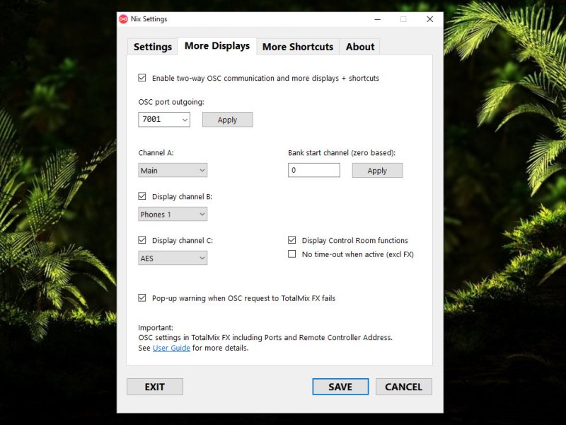 Nix settings panel tab 2